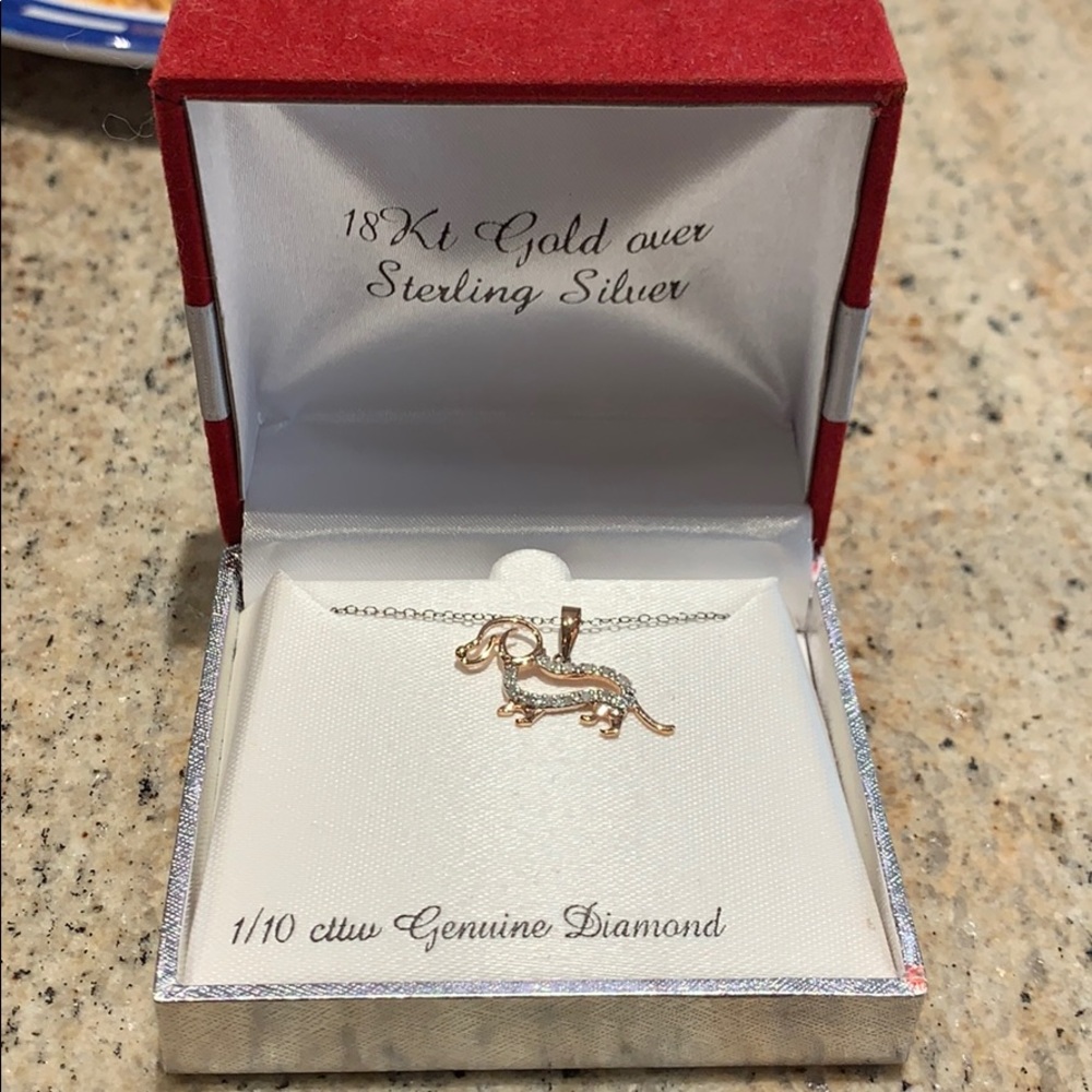 Dog necklace with diamond accents